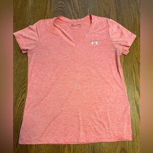 Under Armour Women's Pink Heathered V-Neck Tee